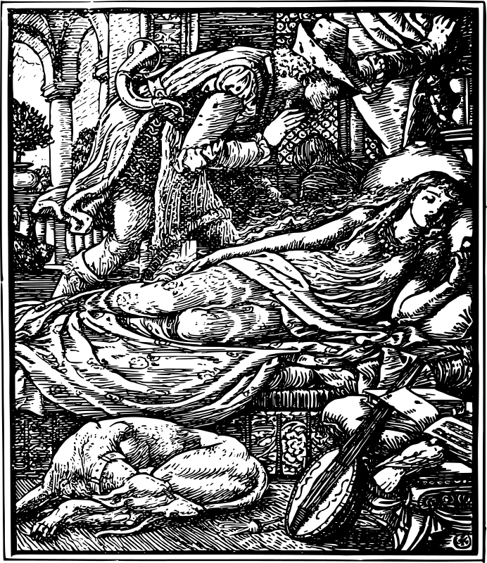 Dornröschen - alter Holzschnitt