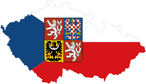 Karte Tchechische Republik in Flaggenfarben